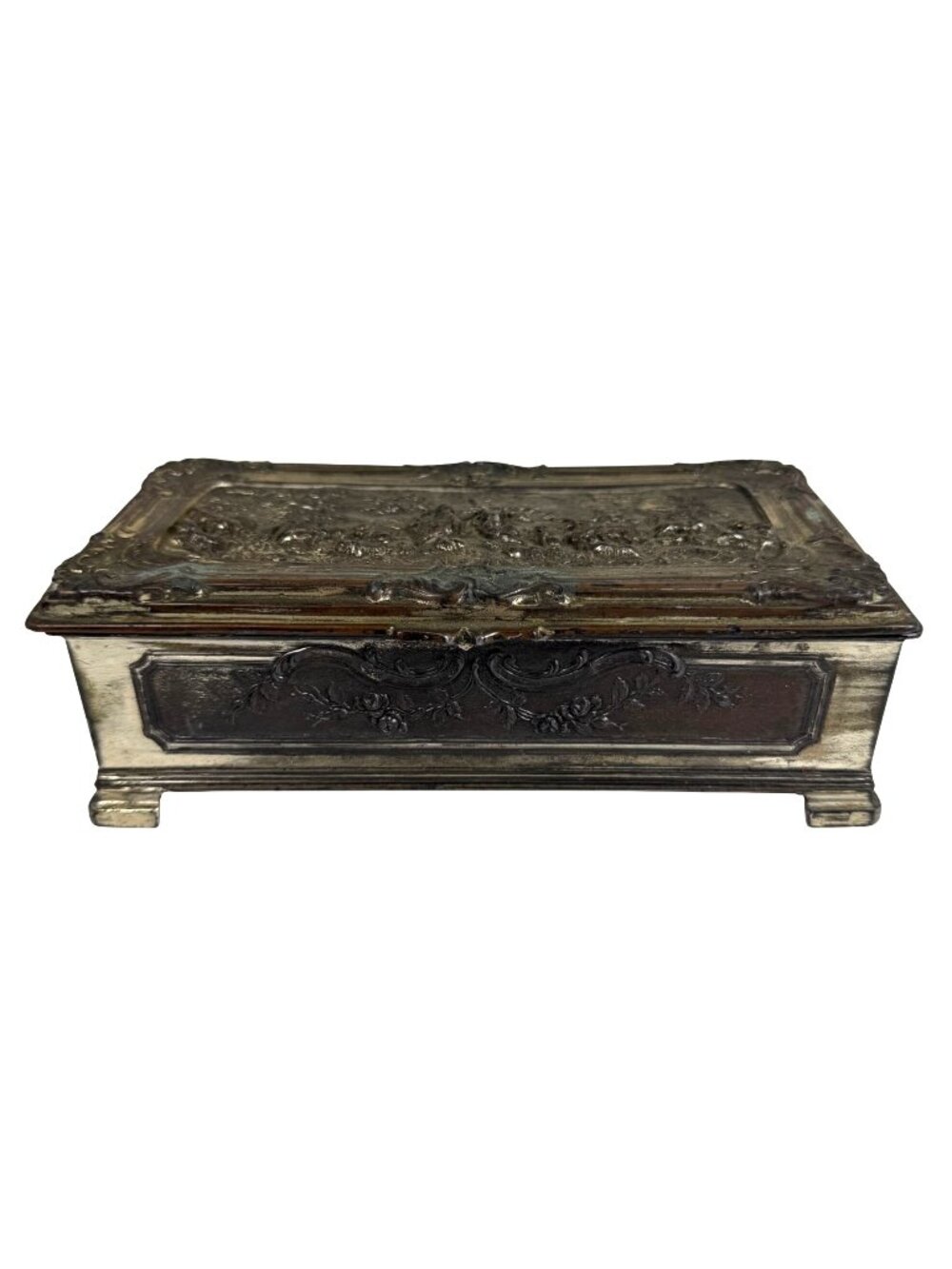 Vintage Jennings Bros Unhinged Cigarette Trinket Jewelry Box Wood Lining Japan